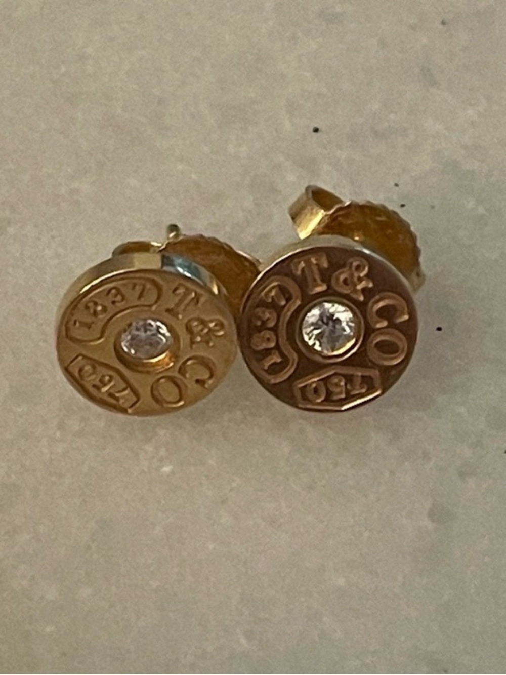 Tiffany & co diamond rose gold 1837 circle stud earrings - Picture 6 of 8